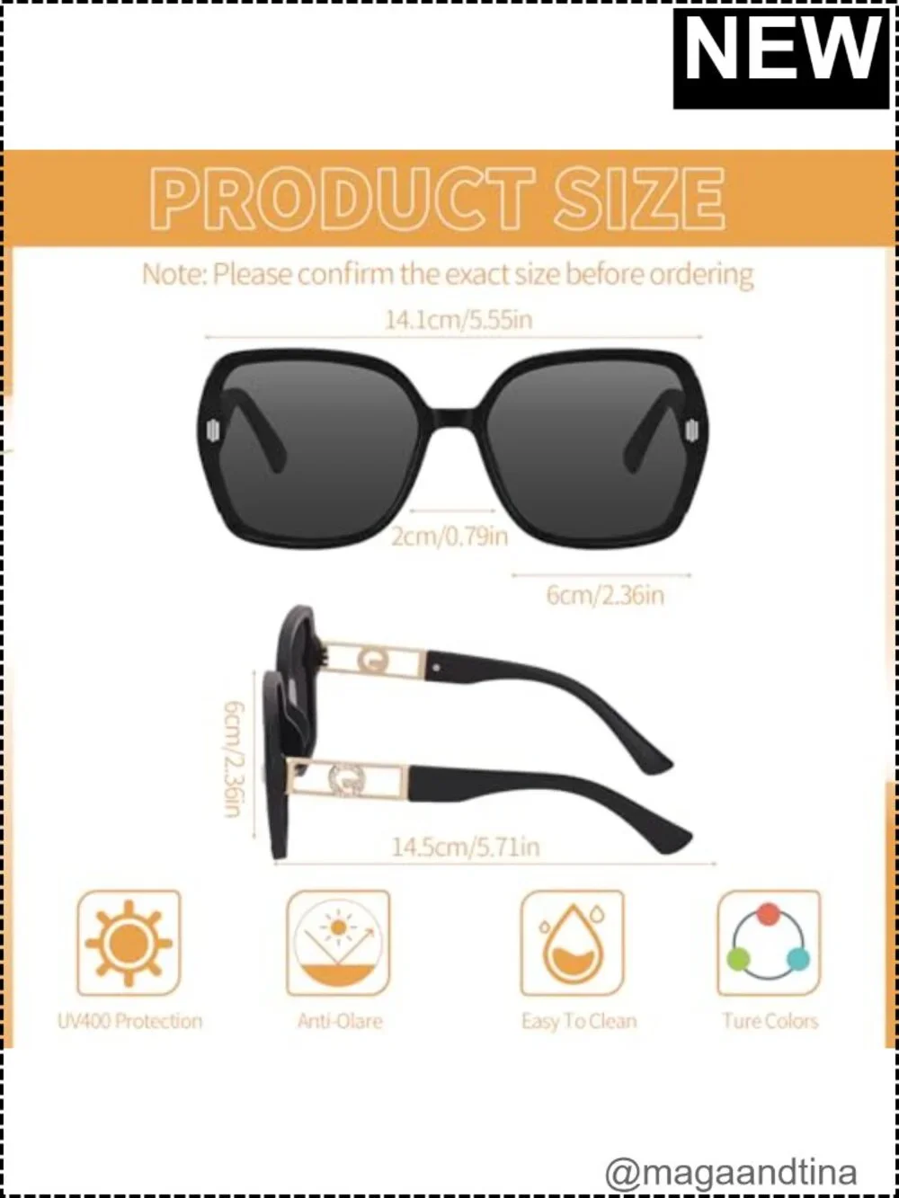 Retro 70s Oversized Square Sunglasses 4 Pack Rhinestone UV400